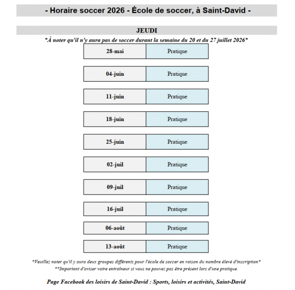 horaire ecole