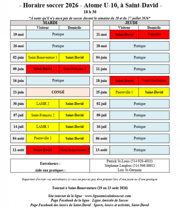 horaire atome U10