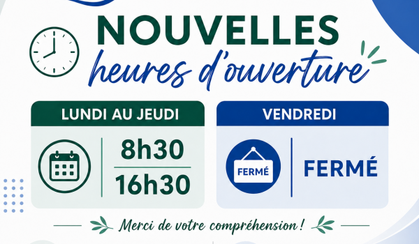 Modification heures douverture